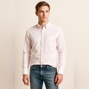 Calvin Klein Pink Striped Stretch Button-Down Shirt – Men’s Small